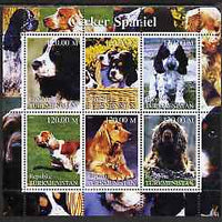 Turkmenistan 2000 Cocker Spaniel perf sheetlet containing 6 values unmounted mint