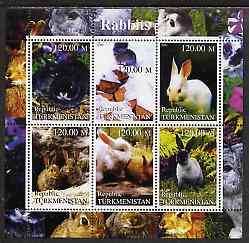 Turkmenistan 2000 Rabbits perf sheetlet containing 6 values unmounted mint