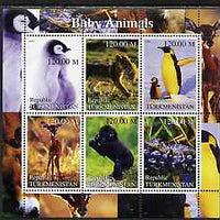 Turkmenistan 2000 Baby Animals perf sheetlet containing 6 values unmounted mint