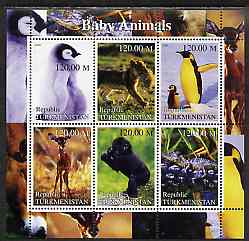 Turkmenistan 2000 Baby Animals perf sheetlet containing 6 values unmounted mint