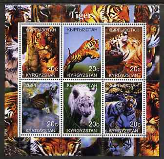 Kyrgyzstan 2000 Tigers perf sheetlet containing 6 values unmounted mint