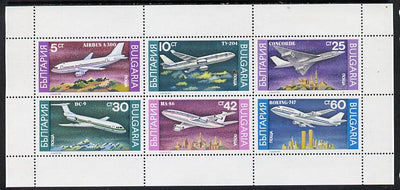 Bulgaria 1990 Airplanes sheetlet containing set of 6 unmounted mint, SG 3705-10 (Mi 3858-63)