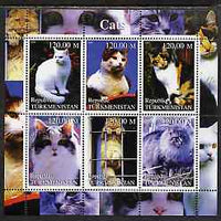 Turkmenistan 2000 Domestic Cats #3 perf sheetlet containing 6 values unmounted mint