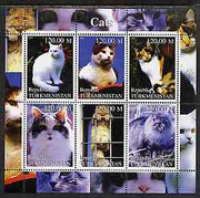 Turkmenistan 2000 Domestic Cats #3 perf sheetlet containing 6 values unmounted mint