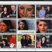 Abkhazia 1999 Monica Lewinski perf sheetlet containing 9 values unmounted mint