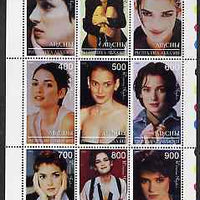 Abkhazia 1999 Winona Ryder perf sheetlet containing 9 values unmounted mint