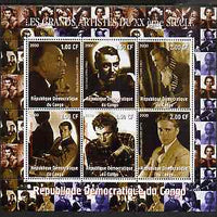 Congo 2000 Film Stars of the 20th Century #3 (Actors) perf sheetlet containing 6 values unmounted mint