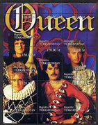 Turkmenistan 2000 Queen (Pop Group) composite perf sheetlet containing set of 9 values unmounted mint