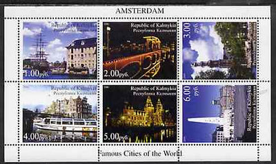 Kalmikia Republic 2000 Famous Cities of the World - Amsterdam perf sheetlet containing 6 values unmounted mint