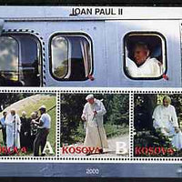 Kosova 2000 Pope John Paul II #1 perf sheetlet containing set of 3 values unmounted mint
