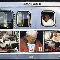 Kosova 2000 Pope John Paul II #2 perf sheetlet containing set of 3 values unmounted mint
