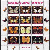 Estonia (Manilaid) 1997 ? Butterflies perf sheetlet containing set of 12 values, unmounted mint