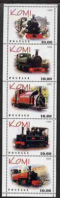 Komi Republic 1999 Steam Locos #4 (Narrow Gauge) perf sheetlet containing complete set of 5 values unmounted mint