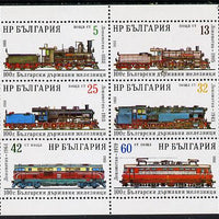 Bulgaria 1988 Centenary of State Railways sheetlet containing set of 6 unmounted mint, SG 3493-98 (Mi 3637-42)