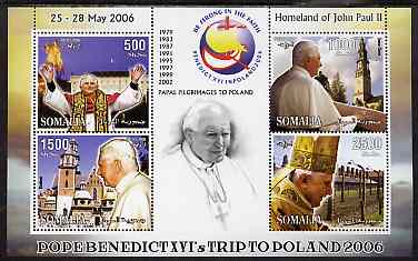 Somalia 2006 Pope Benedict's Trip to Poland perf sheetlet #1 containing 4 values unmounted mint