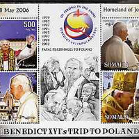 Somalia 2006 Pope Benedict's Trip to Poland perf sheetlet #2 containing 4 values unmounted mint