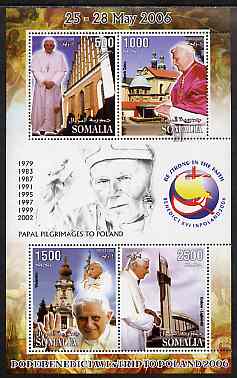 Somalia 2006 Pope Benedict's Trip to Poland perf sheetlet #4 containing 4 values unmounted mint
