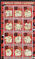 Turkmenistan 2000 Chinese Lunar Calendar perf shetlet containing 12 values unmounted mint