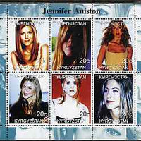 Kyrgyzstan 2000 Jennifer Aniston perf sheetlet containing 6 values unmounted mint