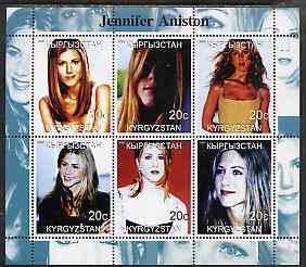 Kyrgyzstan 2000 Jennifer Aniston perf sheetlet containing 6 values unmounted mint