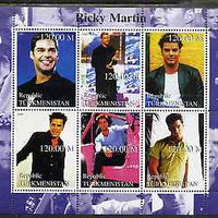 Turkmenistan 2000 Ricky Martin perf sheetlet containing 6 values unmounted mint