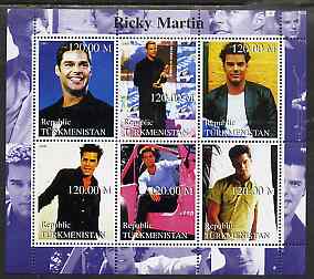 Turkmenistan 2000 Ricky Martin perf sheetlet containing 6 values unmounted mint