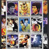 Kyrgyzstan 2001 Bruce Lee perf sheetlet containing set of 9 values unmounted mint