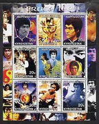 Kyrgyzstan 2001 Bruce Lee perf sheetlet containing set of 9 values unmounted mint