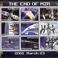 Kyrgyzstan 2001 End of Mir perf sheetlet containing set of 9 values unmounted mint