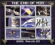 Kyrgyzstan 2001 End of Mir perf sheetlet containing set of 9 values unmounted mint