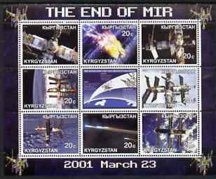 Kyrgyzstan 2001 End of Mir perf sheetlet containing set of 9 values unmounted mint