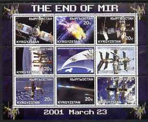 Kyrgyzstan 2001 End of Mir perf sheetlet containing set of 9 values unmounted mint