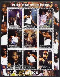 Tadjikistan 2001 Puff Daddy is Free perf sheetlet containing 9 values unmounted mint