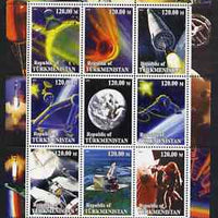 Turkmenistan 2001 Space perf sheetlet containing 9 values unmounted mint