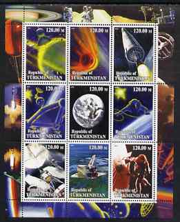 Turkmenistan 2001 Space perf sheetlet containing 9 values unmounted mint
