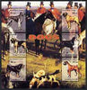 Kyrgyzstan 2001 Working Dogs special large perf sheet containing 6 values (Hunting scene in background) unmounted mint