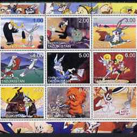 Tadjikistan 2000 Bugs Bunny perf sheetlet containing 9 values unmounted mint