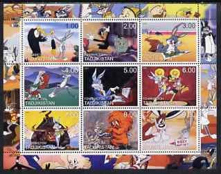 Tadjikistan 2000 Bugs Bunny perf sheetlet containing 9 values unmounted mint