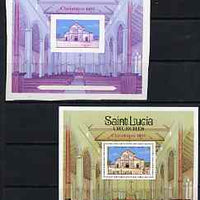 St Lucia 1986 Christmas imperf proof of m/sheet in magenta & blue only unmounted mint complete with issued m/sheet, as SG MS923