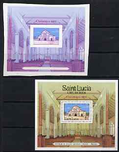 St Lucia 1986 Christmas imperf proof of m/sheet in magenta & blue only unmounted mint complete with issued m/sheet, as SG MS923