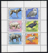 Bulgaria 1988 Sofia Zoo (Rhino, Dodo, Elephant, Owl, etc) sheetlet containing set of 6 unmounted mint, SG 3519-24 (Mi 3657-62)