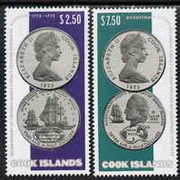Cook Islands 1974 Bicentenary of Cook's Second Voyage perf set of 2 (coins) SG 492-93 unmounted mint