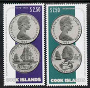 Cook Islands 1974 Bicentenary of Cook's Second Voyage perf set of 2 (coins) SG 492-93 unmounted mint