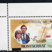 Montserrat 1982 Official Royal Yacht Charlotte with 45c on,90c inverted, SG O53c unmounted mint