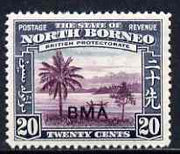 North Borneo 1945 BMA overprinted on River Scene 20c unmounted mint, SG 329*