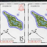 Kiribati 1987 Map 15c (Starbuck and red-tailed tropic bird) imperf pair unmounted mint, as SG 270