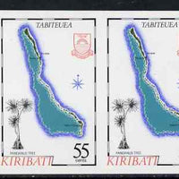 Kiribati 1987 Map 55c (Tabiteuea and pandanus tree) imperf pair unmounted mint, as SG 272