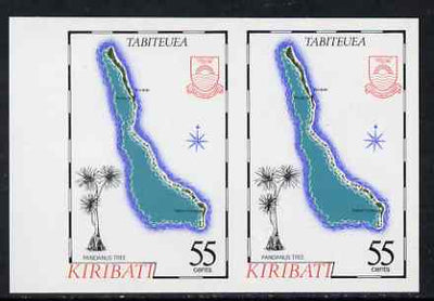 Kiribati 1987 Map 55c (Tabiteuea and pandanus tree) imperf pair unmounted mint, as SG 272