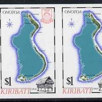 Kiribati 1987 Map $1 (Onotoa and okai house) imperf pair unmounted mint, as SG 273