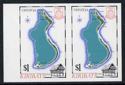 Kiribati 1987 Map $1 (Onotoa and okai house) imperf pair unmounted mint, as SG 273